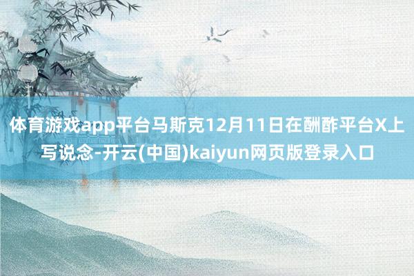 体育游戏app平台马斯克12月11日在酬酢平台X上写说念-开云(中国)kaiyun网页版登录入口