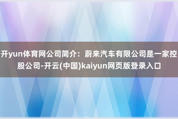 开yun体育网公司简介:蔚来汽车有限公司是一家控股公司-开云(中国)kaiyun网页版登录入口