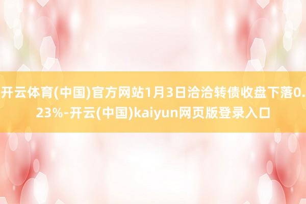 开云体育(中国)官方网站1月3日洽洽转债收盘下落0.23%-开云(中国)kaiyun网页版登录入口