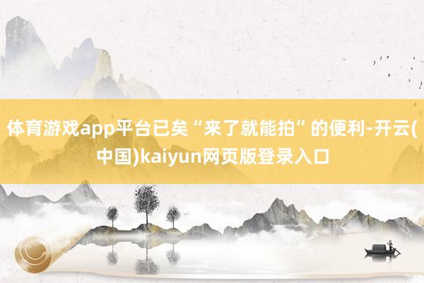 体育游戏app平台已矣“来了就能拍”的便利-开云(中国)kaiyun网页版登录入口
