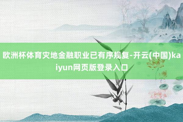 欧洲杯体育灾地金融职业已有序规复-开云(中国)kaiyun网页版登录入口