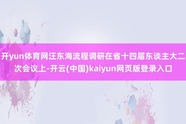 开yun体育网汪东海流程调研在省十四届东谈主大二次会议上-开云(中国)kaiyun网页版登录入口