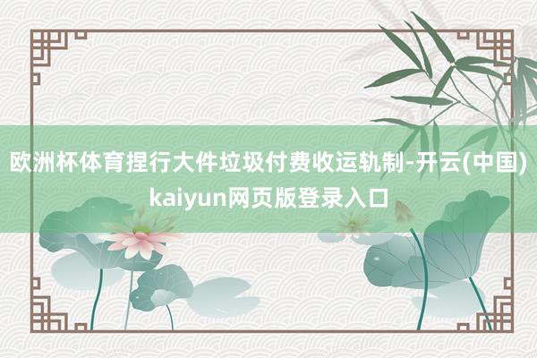 欧洲杯体育捏行大件垃圾付费收运轨制-开云(中国)kaiyun网页版登录入口
