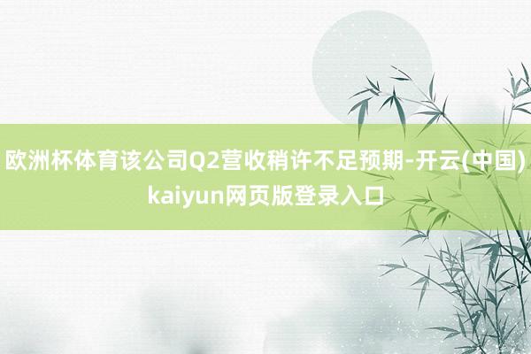 欧洲杯体育该公司Q2营收稍许不足预期-开云(中国)kaiyun网页版登录入口