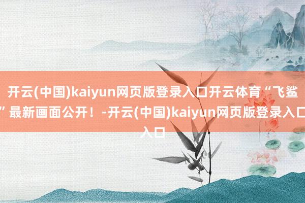 开云(中国)kaiyun网页版登录入口开云体育“飞鲨”最新画面公开！-开云(中国)kaiyun网页版登录入口