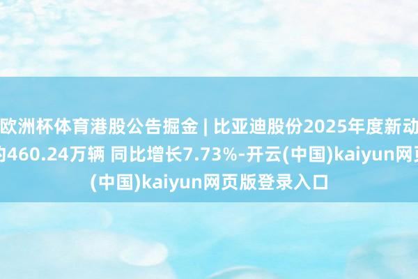 欧洲杯体育港股公告掘金 | 比亚迪股份2025年度新动力汽车销量约460.24万辆 同比增长7.73%-开云(中国)kaiyun网页版登录入口