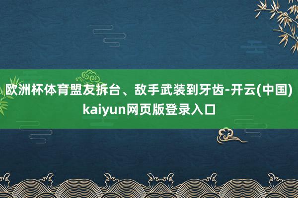 欧洲杯体育盟友拆台、敌手武装到牙齿-开云(中国)kaiyun网页版登录入口