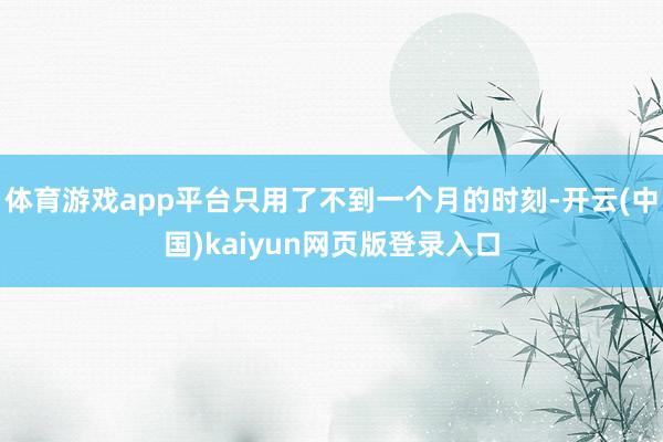 体育游戏app平台只用了不到一个月的时刻-开云(中国)kaiyun网页版登录入口