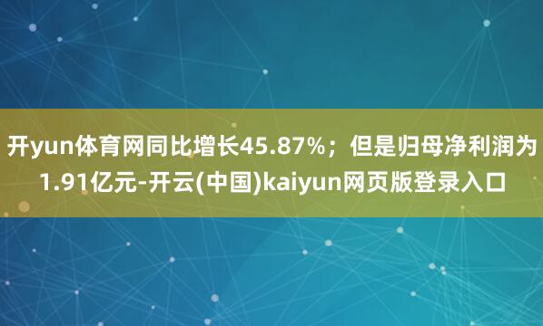 开yun体育网同比增长45.87%；但是归母净利润为1.91亿元-开云(中国)kaiyun网页版登录入口