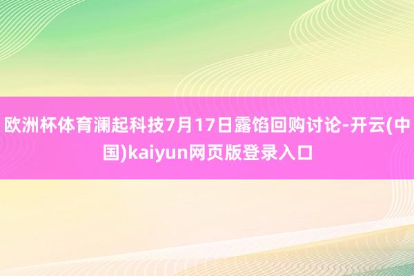 欧洲杯体育澜起科技7月17日露馅回购讨论-开云(中国)kaiyun网页版登录入口