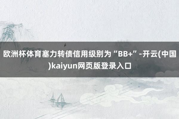 欧洲杯体育塞力转债信用级别为“BB+”-开云(中国)kaiyun网页版登录入口