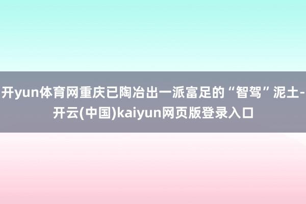 开yun体育网重庆已陶冶出一派富足的“智驾”泥土-开云(中国)kaiyun网页版登录入口